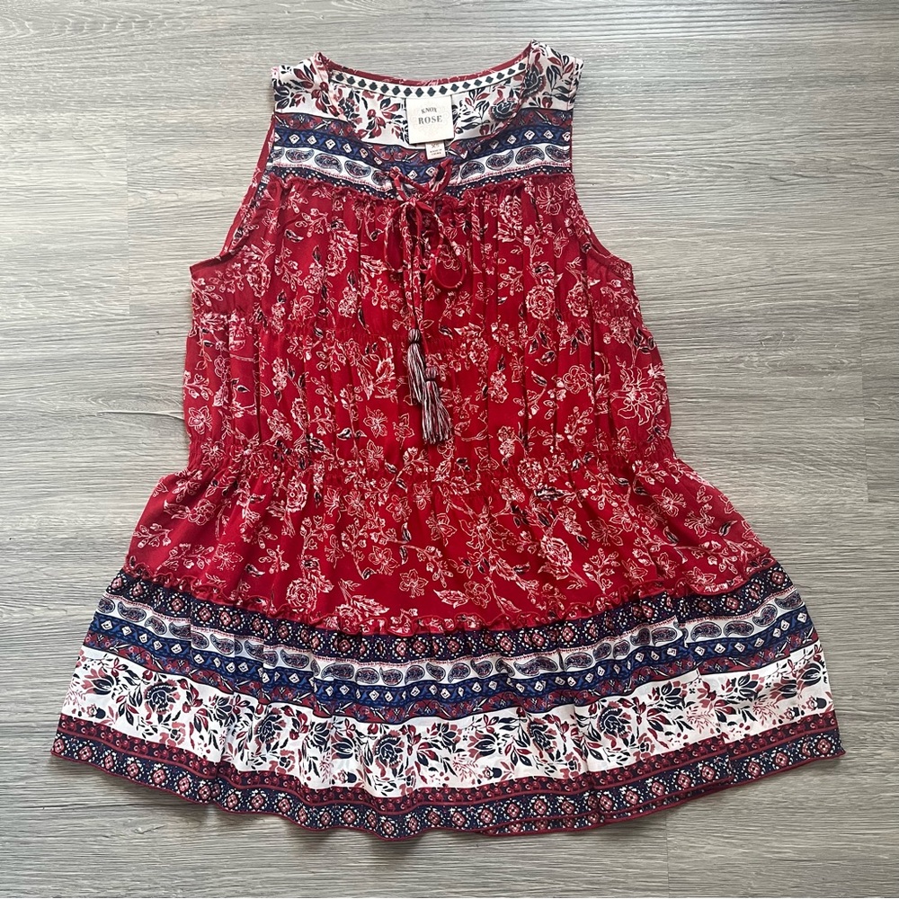 Knox Rose Red and Blue Floral Blouse